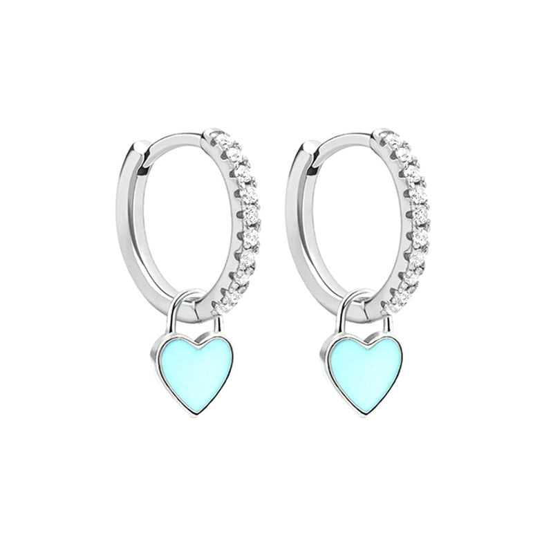 Colorful Enamel Heart Charm Drop Earrings for Women - Dainty Valentine's Day Gift, Date Night Jewelry, Bridesmaid Accessories