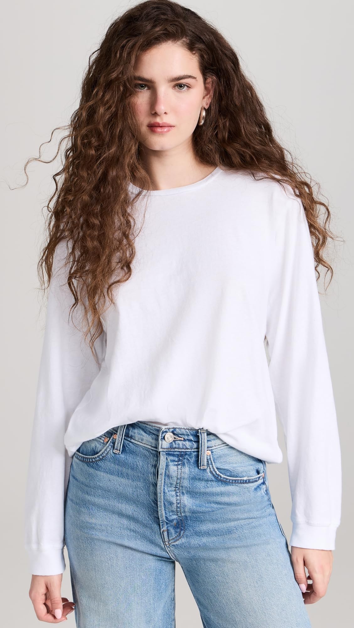 MOTHER Women's Long Sleeve Rowdy T-Shirt - Soft Cotton Casual Top for Everyday Wear | Perfect for Layering, Work, and Weekend Outfits