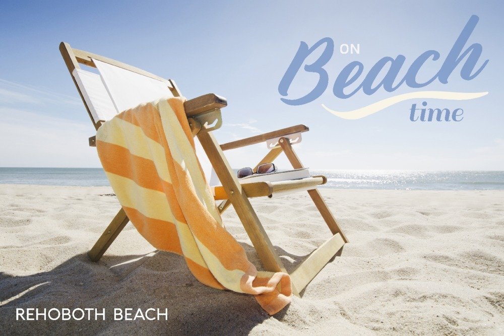 Premium Folding Beach Chair - Lightweight Aluminum Frame, 24x36 Inch Gallery Quality Metal Art - Perfect for Rehoboth Beach, Delaware & Coastal Decor