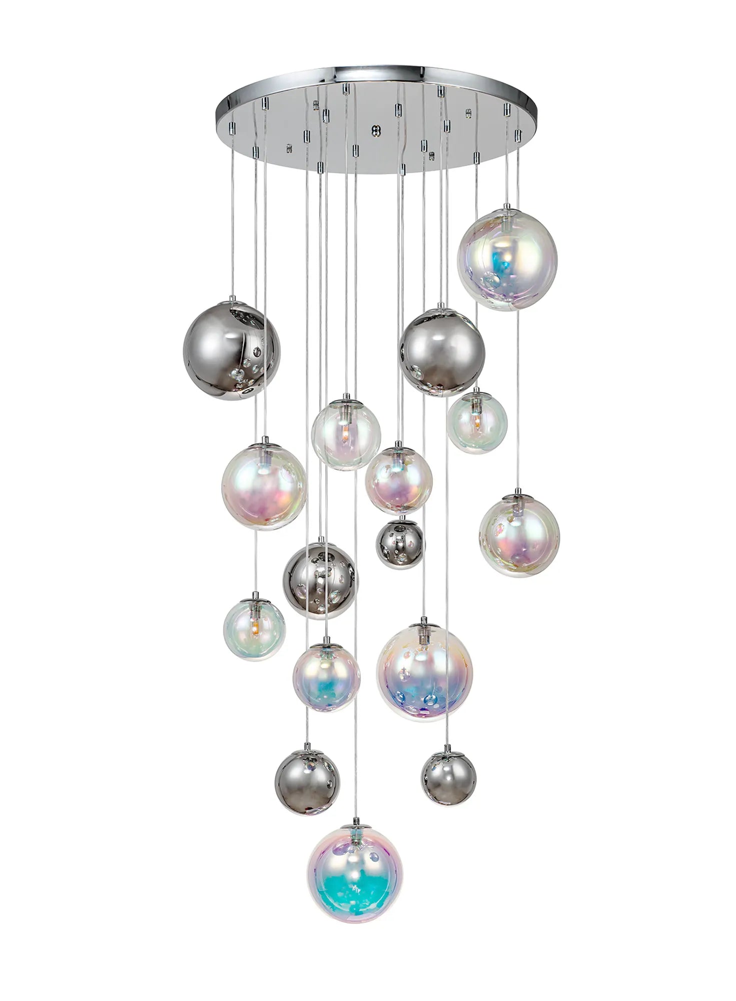 60cm Austin Glass Pendant Light with 16 G9 Bulbs - Modern Hanging Fixture for Kitchen Island, Dining Room, and Living Room Lighting