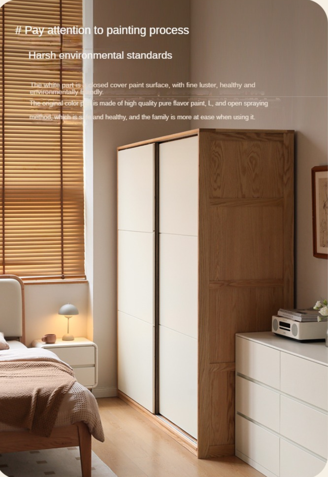 Solid Oak Wood Sliding Door Wardrobe Closet - Spacious Storage for Bedroom, Closet, and Home Organization