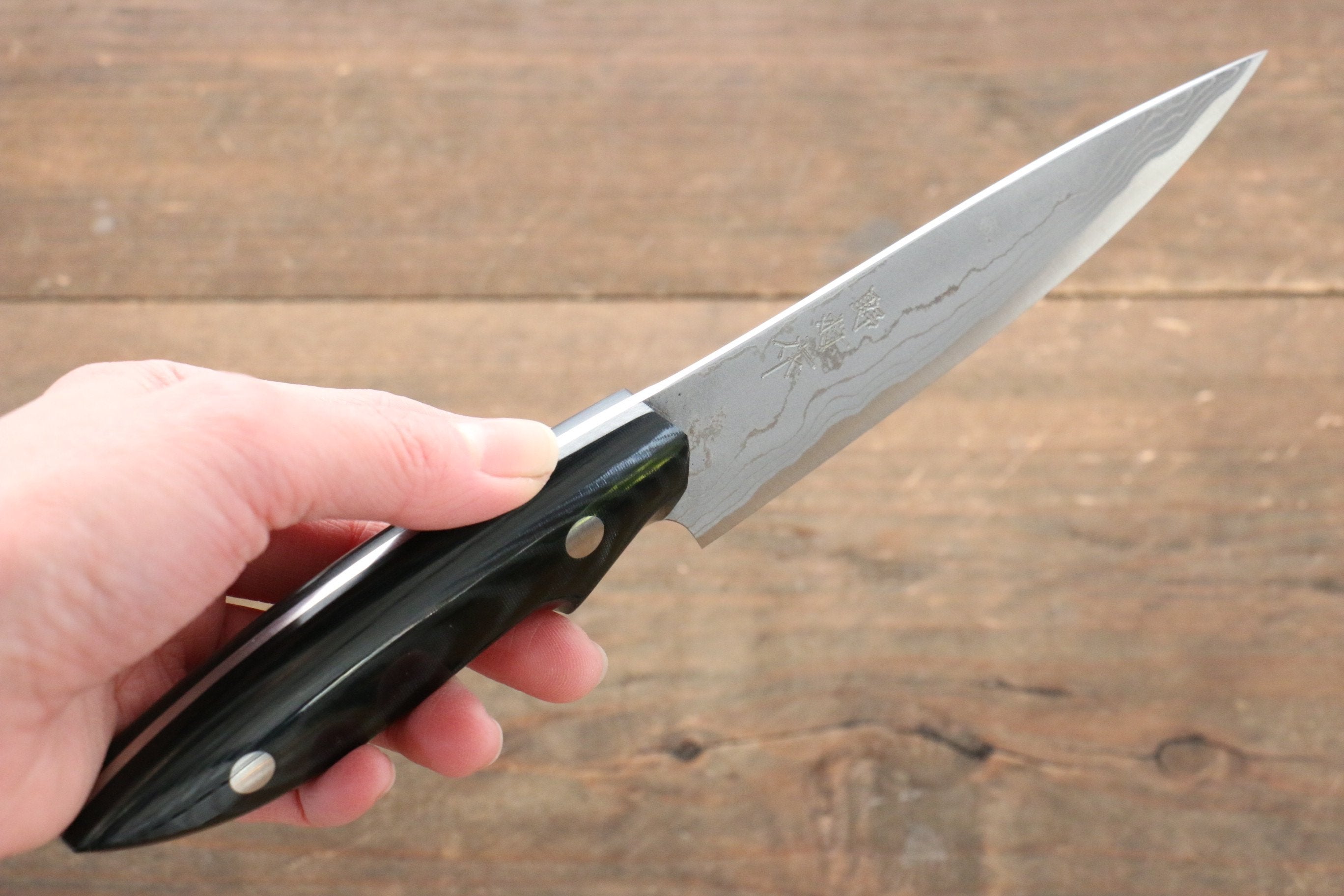 Premium Kazuo Nomura White Steel No.2 Damascus Gyuto Knife 120mm - Japanese Chef Knife with Micarta Handle - Perfect for Sushi, Meat Slicing & Precision Kitchen Tasks