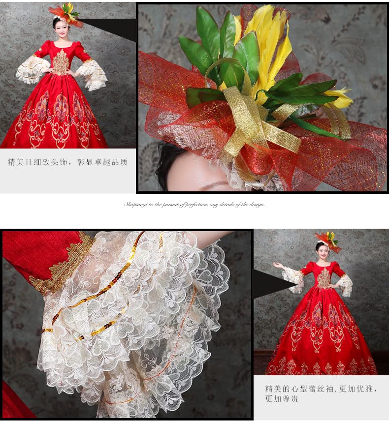 Victorian Renaissance Queen Dress for Women - Elegant Long Rococo Masquerade Ball Gown | Perfect for Costume Parties, Historical Reenactments & Themed Events