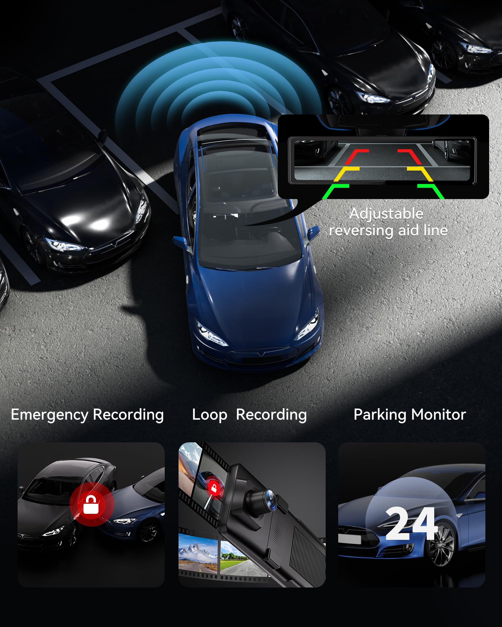REDTIGER T27 4K Front & 2.5K Rear Mirror Dash Cam - 11