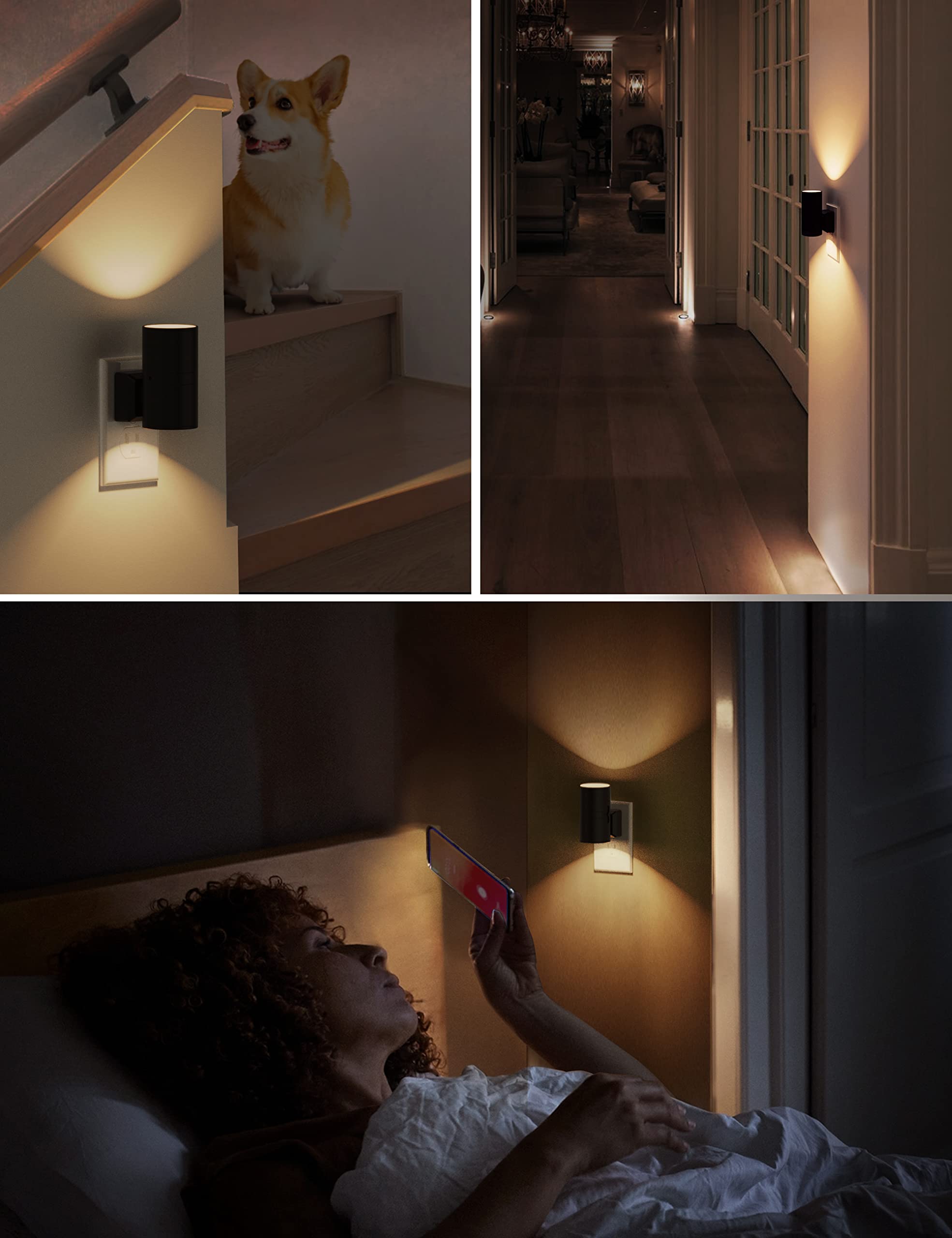 L LOHAS LED Night Light Plug into Wall - Dimmable 0-100LM Soft White 3000K with Light Sensor - 4 Pack for Hallway, Bathroom, Kitchen - Perfect for Nighttime Safety & Energy-Efficient Home Lighting