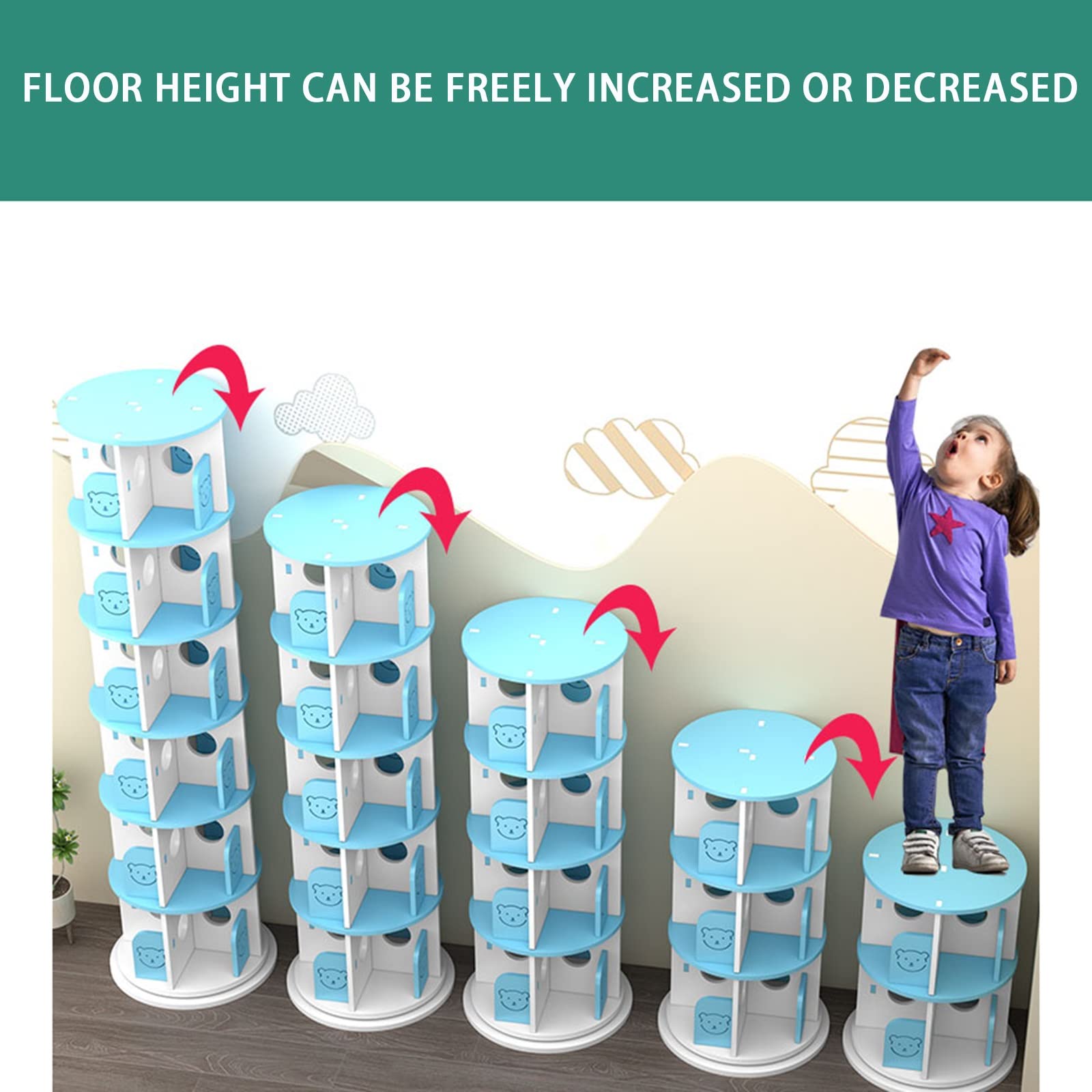 360° Rotating White Stackable Shelf Organizer - 46 x 128cm Storage Shelving Unit for Living Room, Home Office & Bedroom - Space-Saving Multi-Purpose Organizer for Books, Decor & Office Supplies