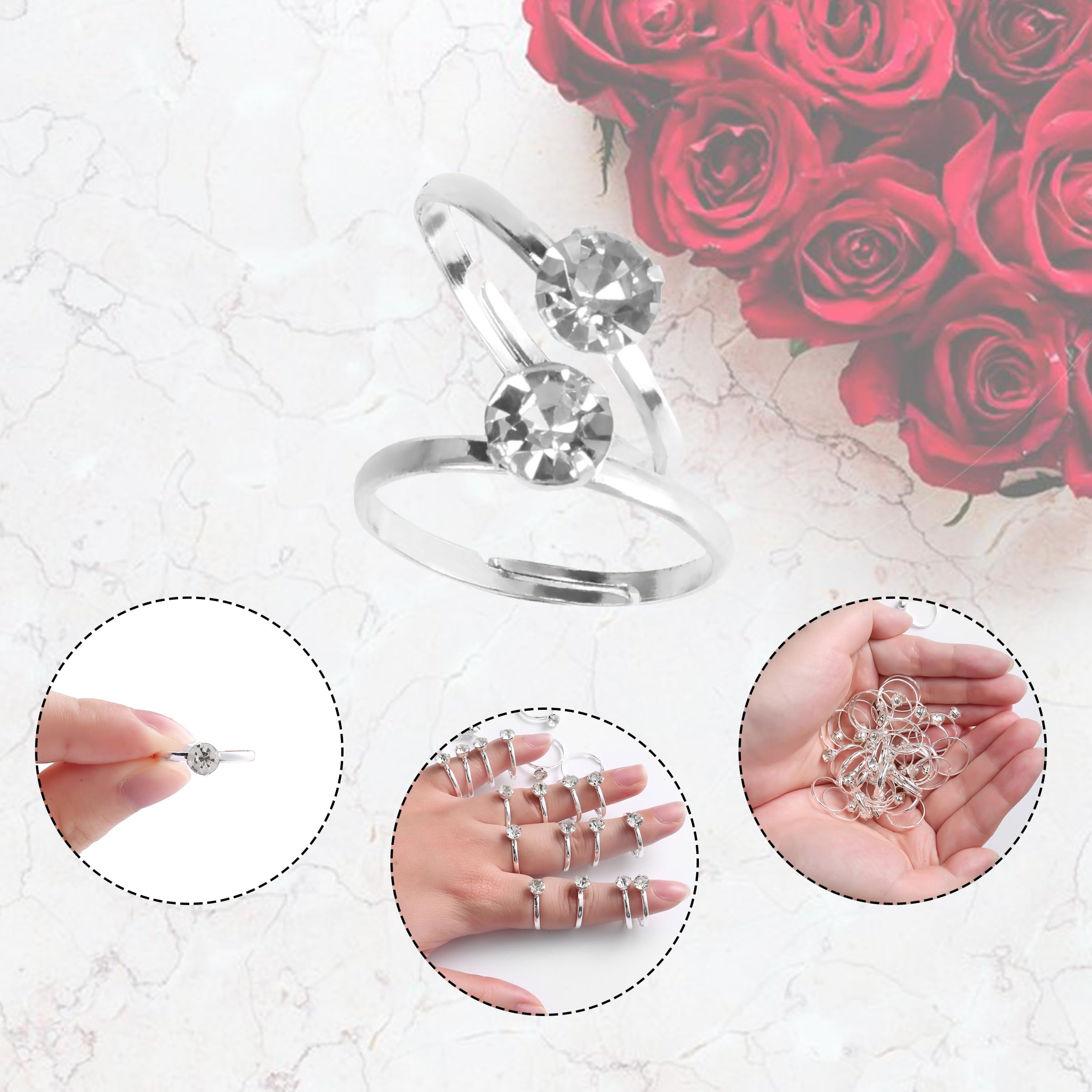 Bridal Shower Ring Hunt Game Set - 30 Fake Rings for Wedding Party Games, Bachelorette Party Activities & Bridal Decorations - Fun Guest Icebreaker for Bridal Showers & Wedding Receptions (RH12)