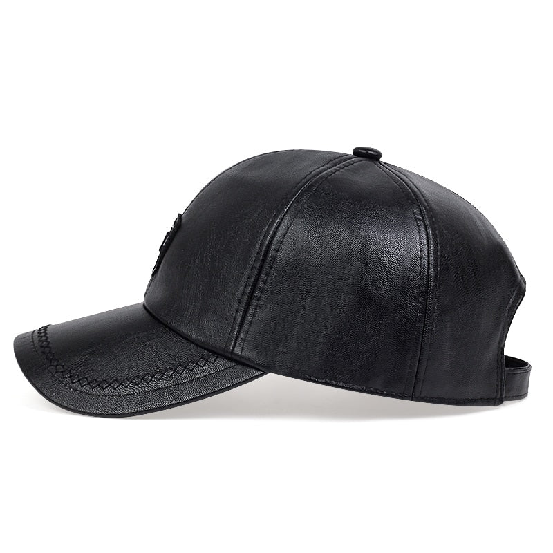 Stylish Leather Baseball Cap for Men & Women - Adjustable Snapback Hip Hop Dad Hat for Autumn & Winter Warmth | Perfect for Sports, Casual Wear & Street Fashion