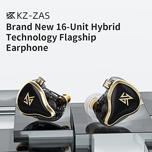 Linsoul KZ ZAS 7BA+1DD Hybrid HiFi In-Ear Monitor Earphones - Professional Bass IEM Earbuds for Audiophiles & Musicians, Gaming Headphones with Recessed 2pin Cable (Silver, No Mic) - Perfect for Studio Recording, Live Performance & Mobile Gaming