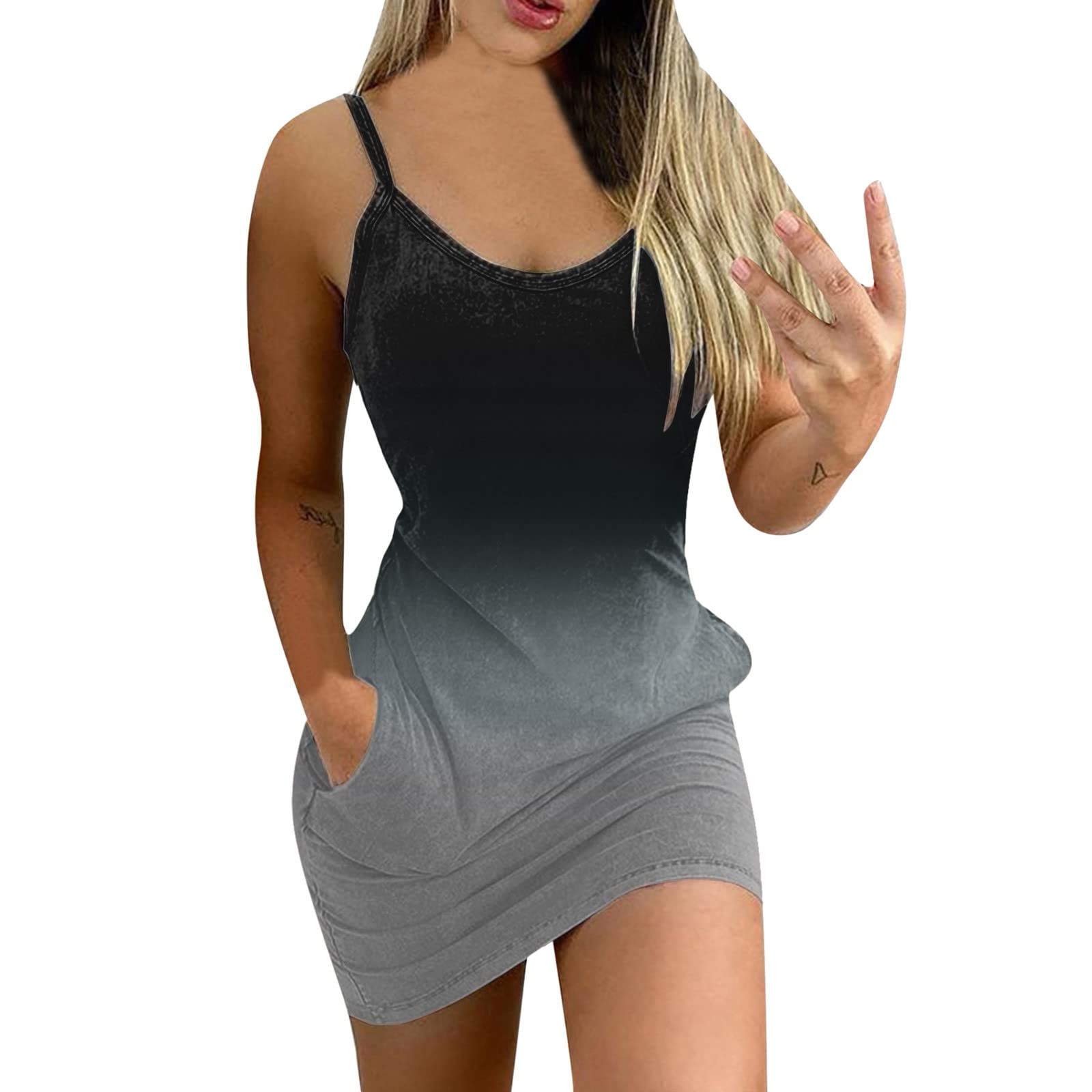 Floral Print V-Neck Sleeveless Mini Dress for Women - Summer Casual Waist-Cinching Vest Dress for Beach, Party & Date Night