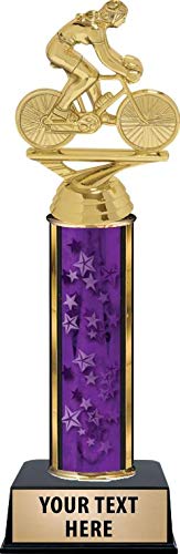 Custom Engraved Purple Cycling Bike Trophy for Women - 9.75