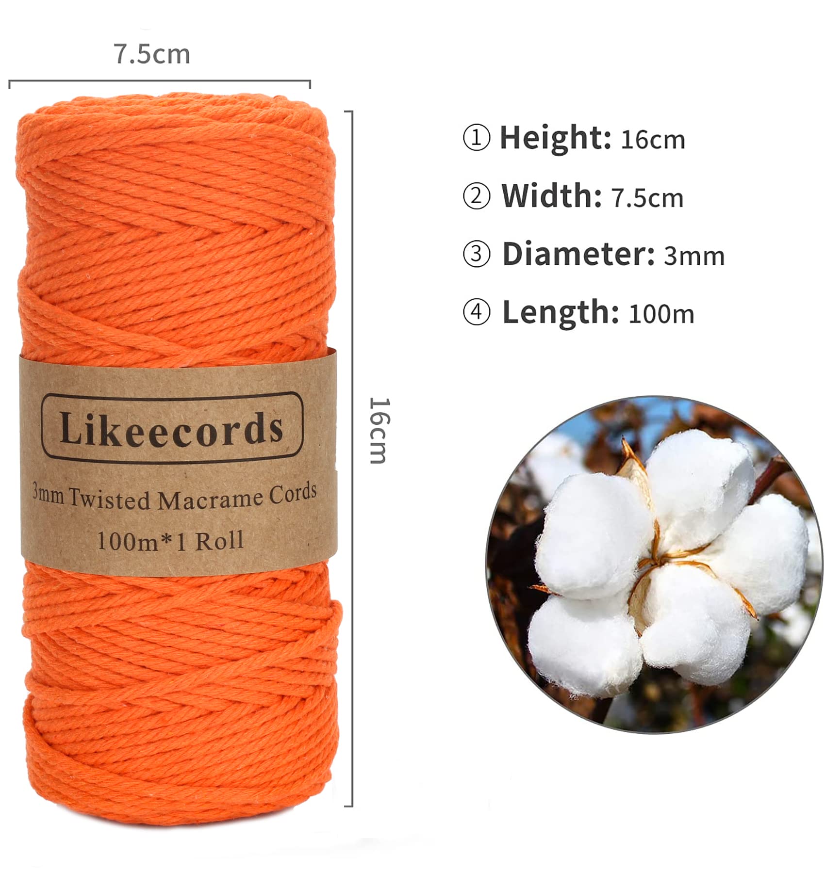 Natural White Macrame Cotton Rope Cord - 3mm x 328 Feet DIY Craft Twine String for Knitting, Plant Hangers, Wall Decor, Christmas & Wedding Decorations - Perfect for Boho Home Decor, Gift Wrapping and Handmade Jewelry Making