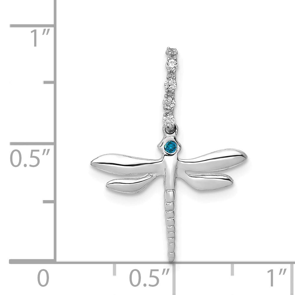 14K White Gold Blue & White Diamond Dragonfly Pendant Necklace - Elegant Jewelry Gift for Women, Perfect for Anniversaries, Birthdays & Special Occasions