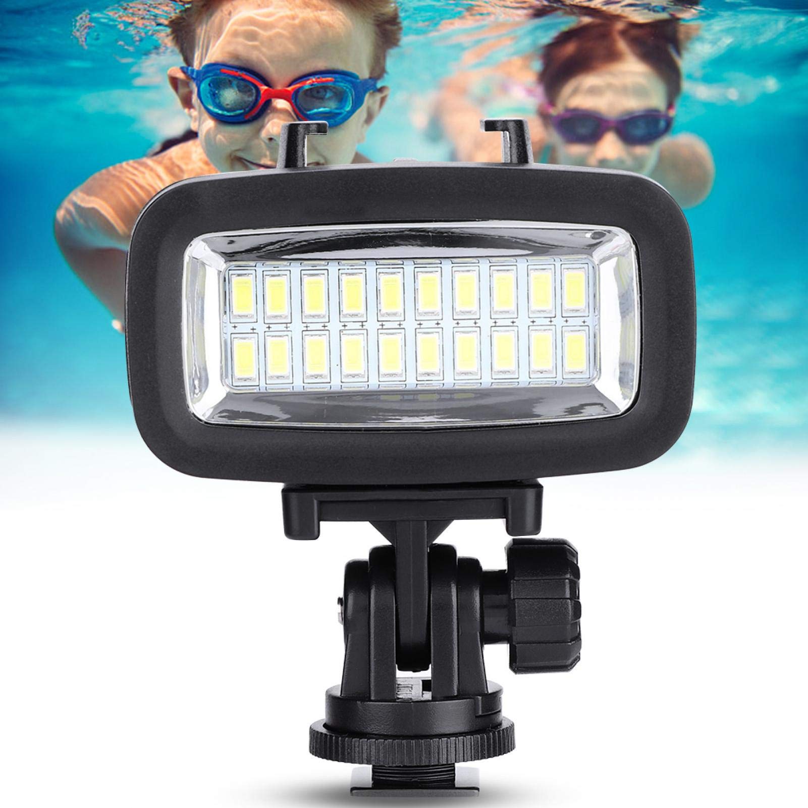 Nofaner 40m Underwater Waterproof 20LED Diving Light - High Power Dimmable LED Video Light for Scuba Diving, Night Photography & Underwater Filming - Includes Lamp Mount for GoPro & Action Cameras