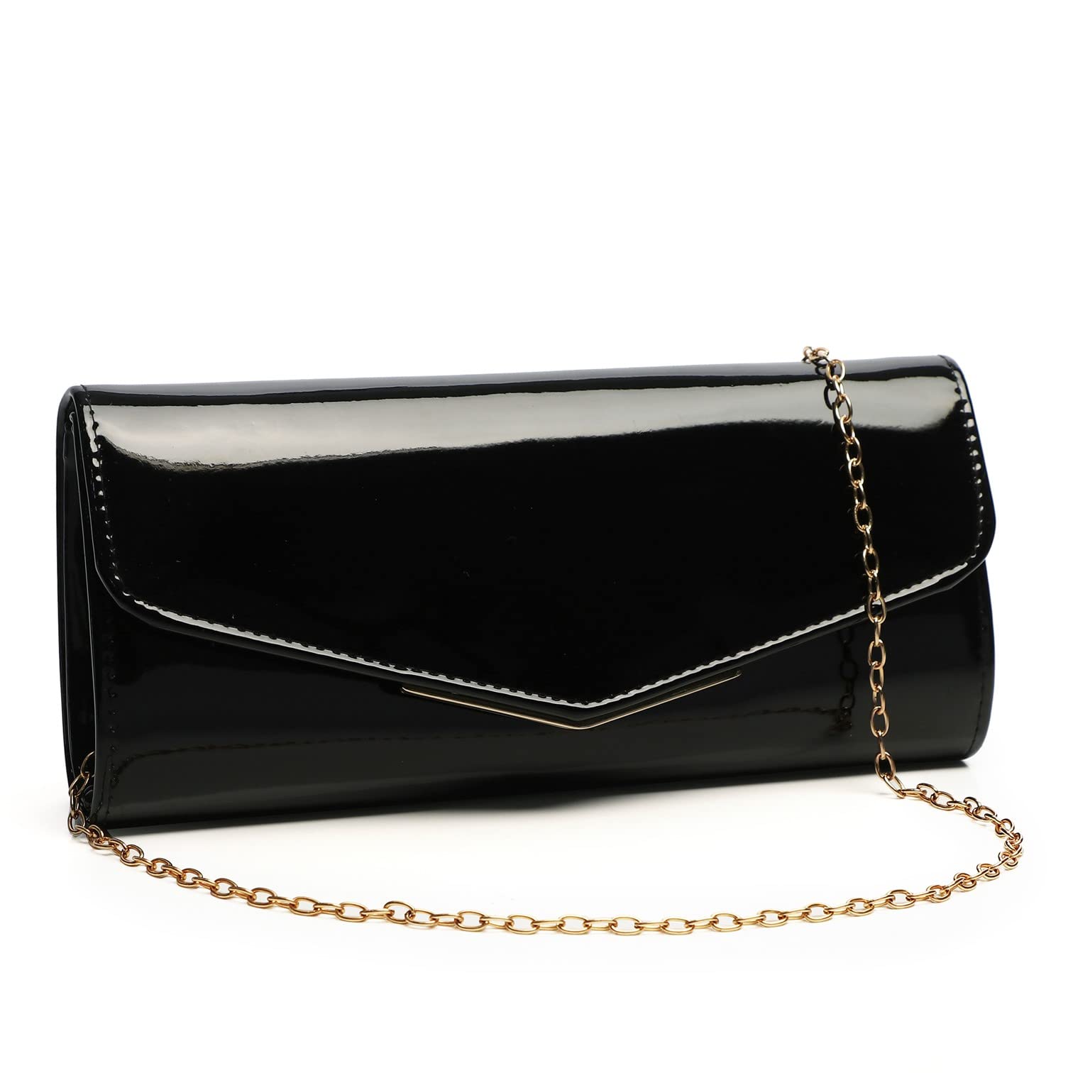 Elegant Nude Clutch Purse for Women - Red & Black Patent Leather Envelope Handbag | Perfect for Weddings, Parties, Travel & Gift Giving