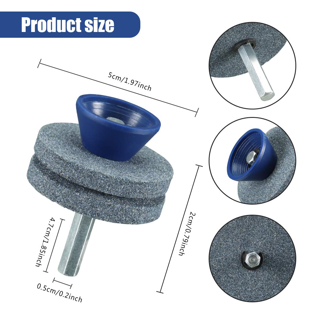Universal Wear-Resistant Lawn Mower Blade Sharpener - High-Quality Double Layer Corundum Grinding Stone for Power Drills & Hand Drills - Durable Gray Sharpening Tool for Garden Maintenance & DIY Projects