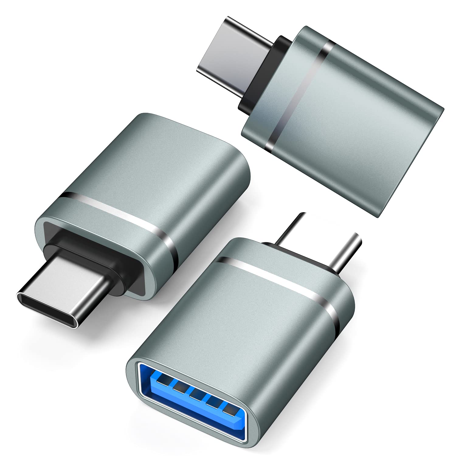 USB C to USB 3.0 Adapter 3-Pack, USB Type C Male to USB Female Converter - Compatible with MacBook Pro 2020, MacBook Air 2020, iMac 2021, iPad Pro 2021 & Thunderbolt 3 Devices (Gray) - Perfect for Data Transfer, Charging & Connecting Peripherals