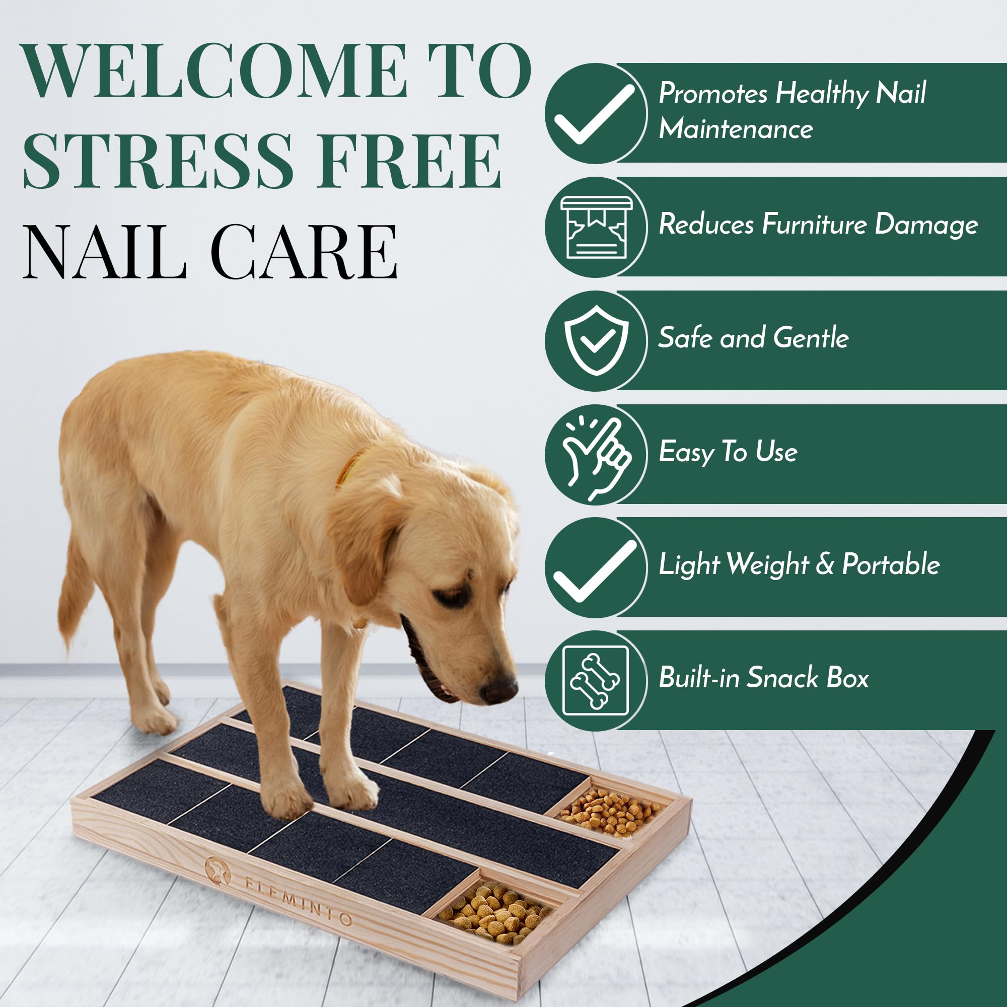 Dog Nail Scratch Board with Treat Box - 3 Sandpaper Replacements for Small & Medium Dogs | Self-Grooming Nail Grinder & Stress-Free Scratch Pad | Perfect for At-Home Pet Grooming & Anxiety Relief
