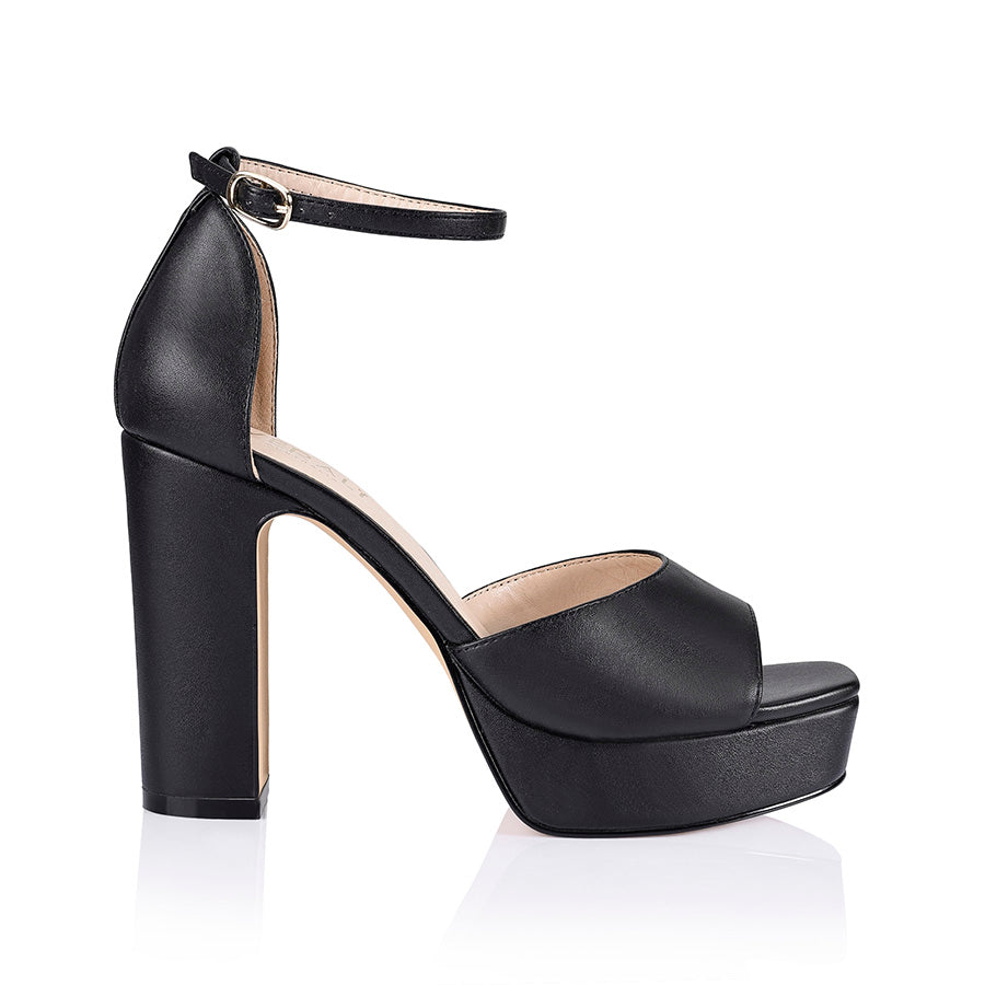 India Platform Heels - Black Smooth High Heels for Women | Stylish Party & Evening Wear Shoes