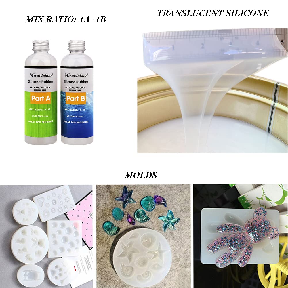 Premium Platinum Silicone Rubber Mold Making Kit (15A, Translucent) - 7 oz Liquid Silicone for Resin Casting, DIY Crafts & Jewelry Making - Perfect for Epoxy Resin Molds, Candle Soap Molds & Art Projects