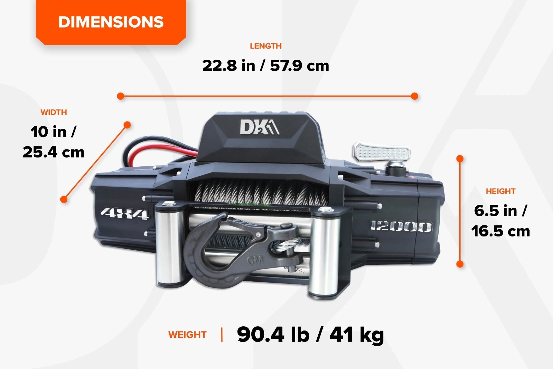 DK2 S12000 12,000 lbs Electric Winch with Steel Cable for 4x4 Trucks & Off-Road Vehicles - Heavy Duty Towing, Recovery & Off-Road Adventures