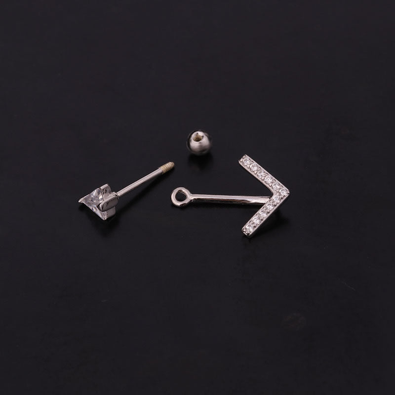 20G Sterling Silver Geometric Arrow Conch Tragus Stud Earrings for Cartilage Piercing | Hypoallergenic Body Jewelry for Women & Men | Perfect for Everyday Wear, Parties & Gifts