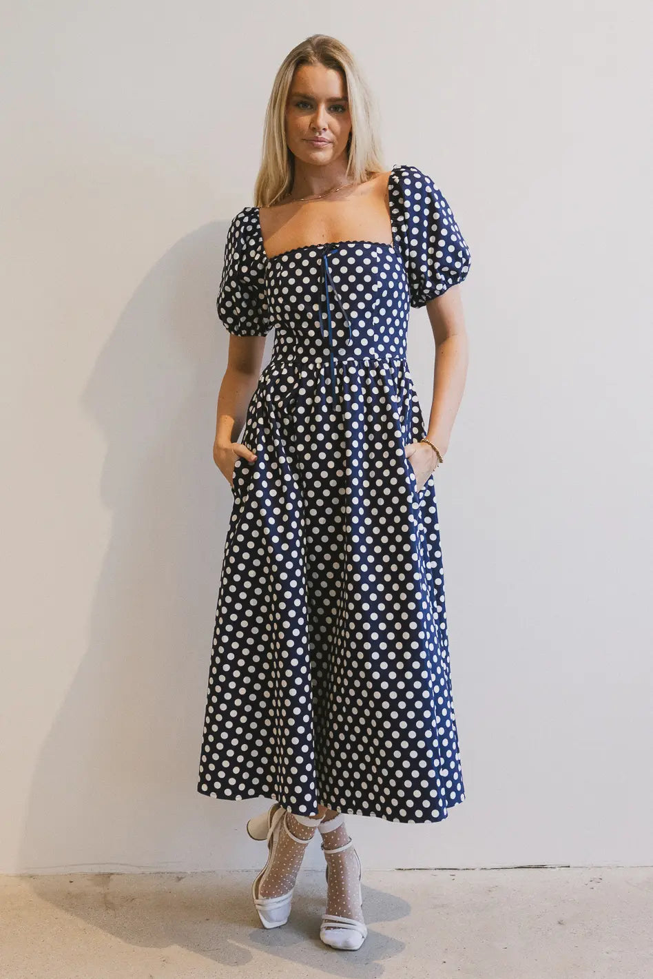 Katerina Polka Dot Midi Dress - Flowy Summer Dress for Women | Perfect for Beach, Party & Casual Wear | Final Sale