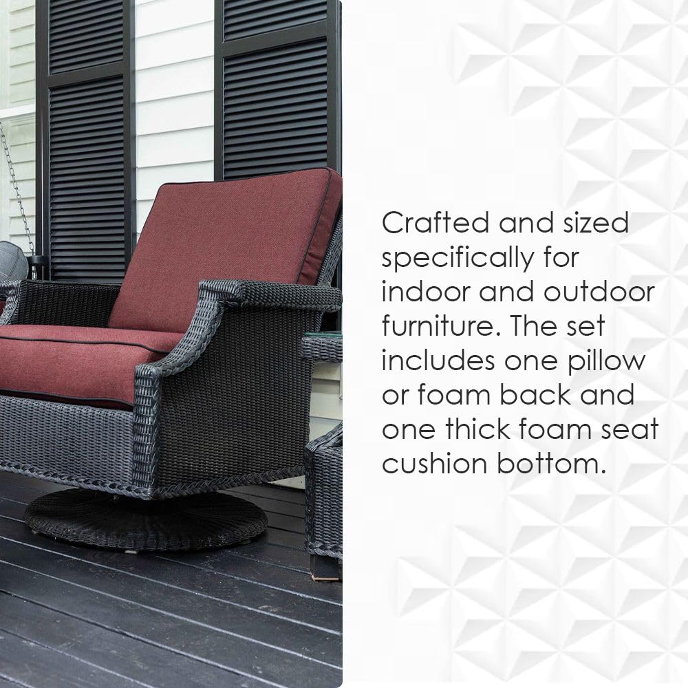 RSH DECOR: Sunbrella Deep Seating Loveseat Cushion Set - 46” x 26” Outdoor Patio Furniture Cushions with Performance Fabric & Pillow Back - Astoria Sunset Pattern - Perfect for Garden, Poolside & Backyard Relaxation
