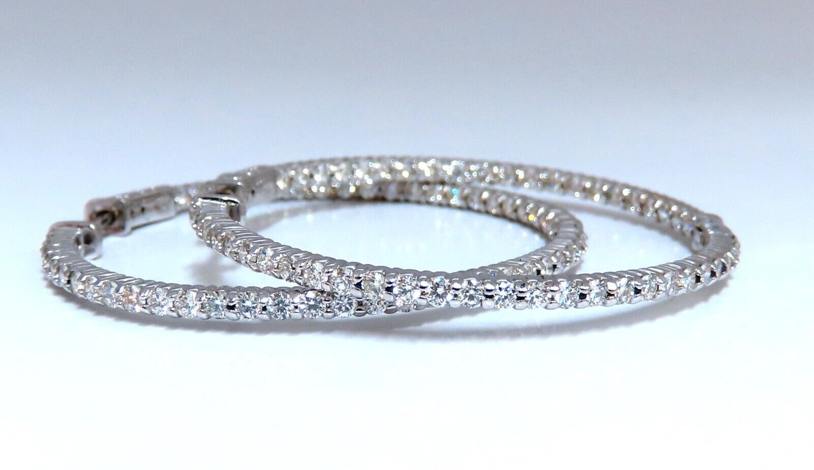 2.68ct Natural Round Diamond Hoop Earrings in 14K Gold - 1.7 Inch Single Prong Setting for Women | Perfect for Weddings, Anniversaries & Special Occasions