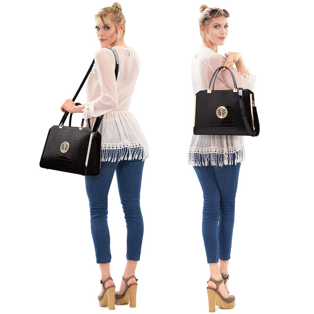 Dasein Women's Leather Tote Bag Large Top Handle Satchel Shoulder Work Purse with Wallet - Stylish Office Handbag for Professional Women, Business Commute & Travel