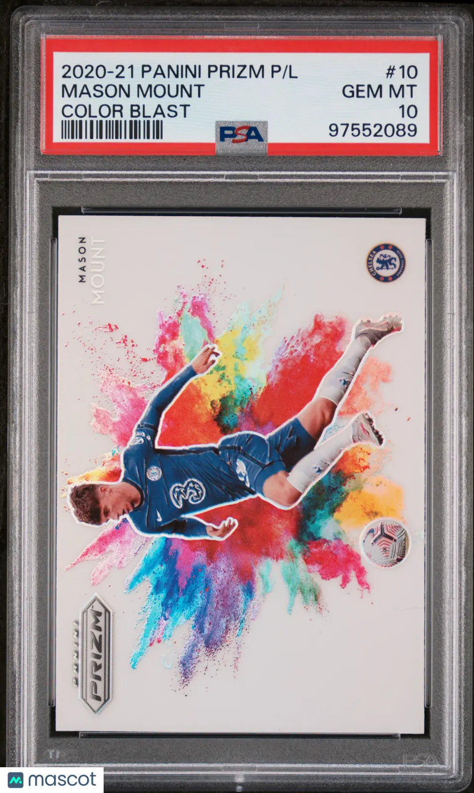 2020 Panini Prizm Premier League Color Blast Mason Mount #10 PSA 10 Gem Mint Soccer Trading Card - Perfect for Collectors, Investors & Football Fans Display
