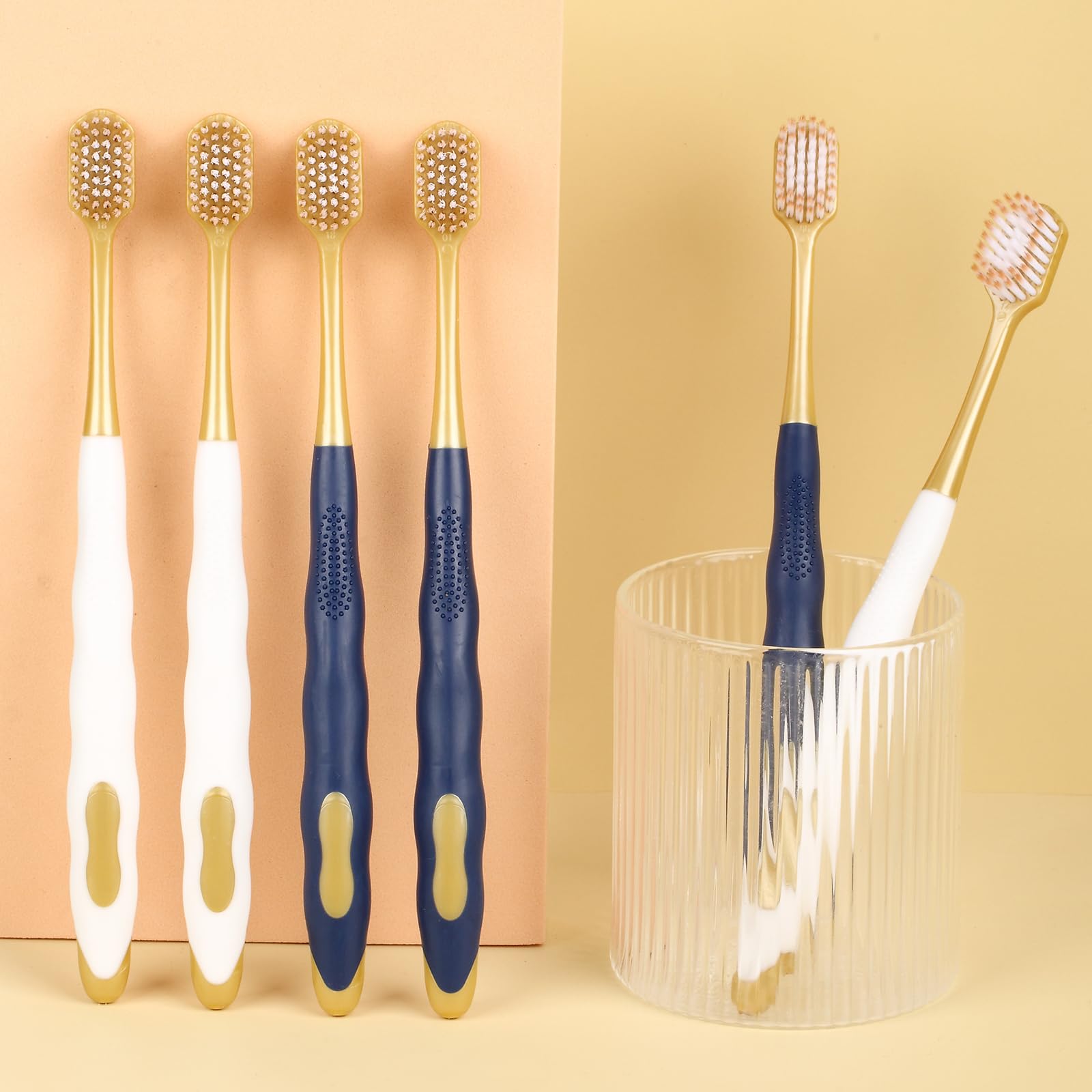 Ultra-Soft Bristle Adult Toothbrush for Sensitive Teeth & Gums - Wide Head Manual Toothbrush with Gentle Cleaning - 6 Pack for Daily Oral Care at Home & Travel