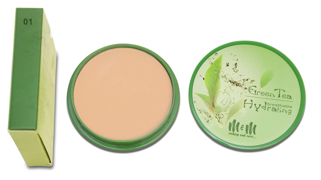 Green Tea Extract & Apricot Compact Powder - Soothing, Moisturizing Makeup with Soft Smooth Finish (6 Shades, 14g) | Perfect for Daily Wear & Touch-Ups