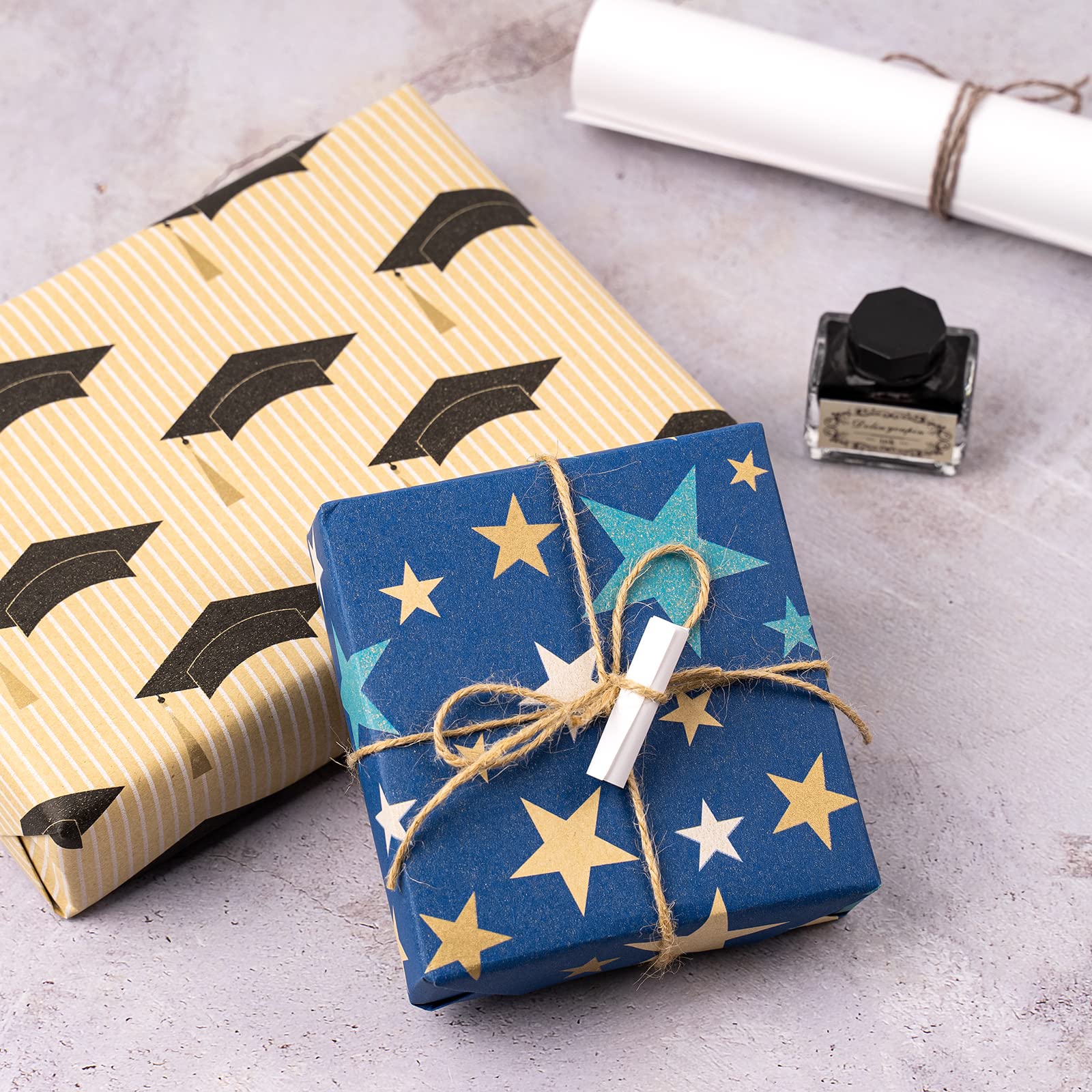 RUSPEPA Kraft Wrapping Paper Rolls - 17x10 Inch Mini Roll (4 Pack) - Eco-Friendly Gift Wrapping Paper for Graduation, Birthday & Party Decorations - Perfect for DIY Crafts, Scrapbooking & Present Wrapping