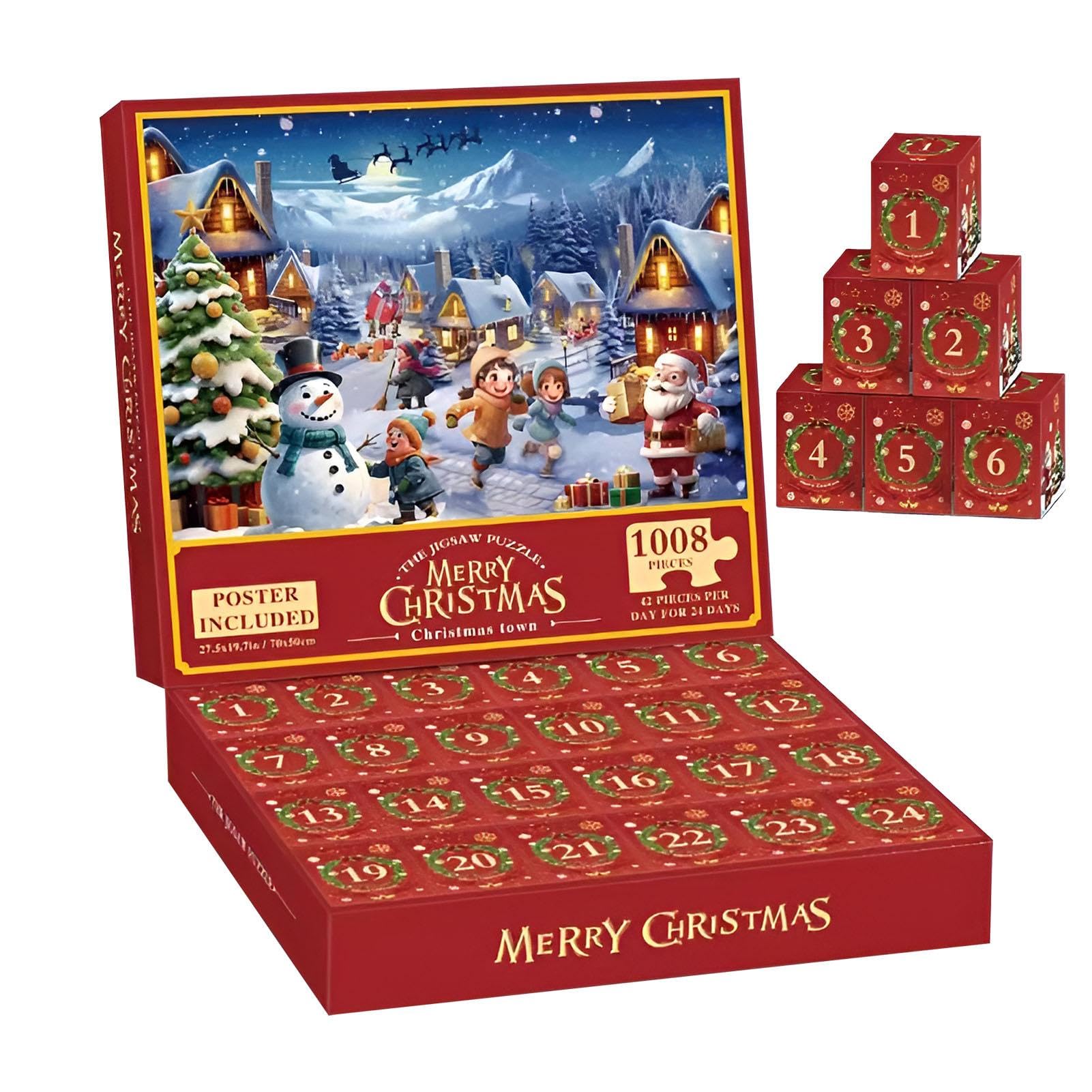 2024 Christmas Advent Calendar Puzzle - 24-Day Holiday Countdown Decor for Home & Family Game Night | Interactive Parent-Child Bedroom Activity | Perfect for Christmas Decorations & Festive Family Bonding