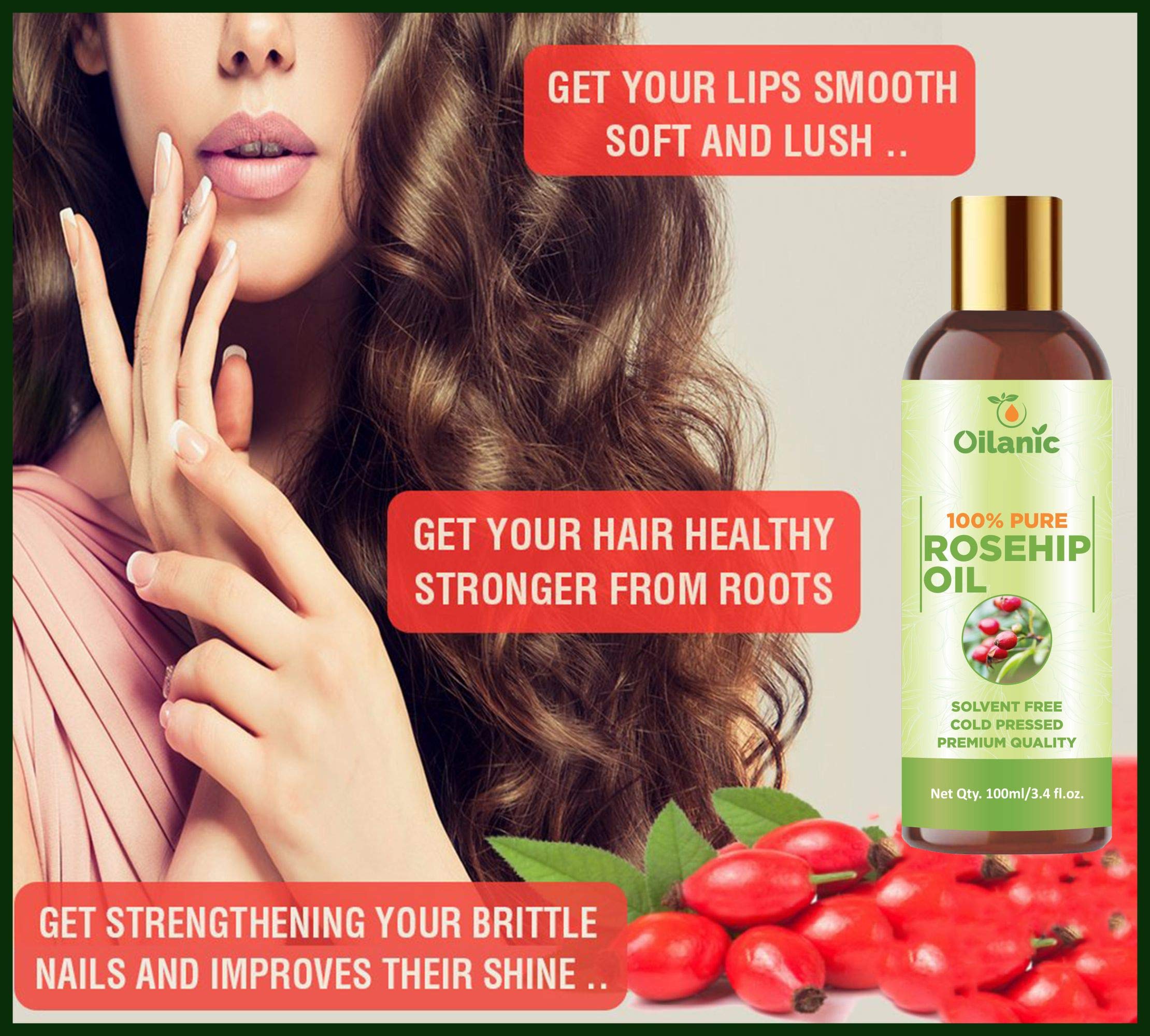 Oilanic 100% Pure & Natural Castor Oil & Rosehip Oil Combo Pack - 2 Bottles (100ml Each, 200ml Total) for Hair Growth, Skin Care & Eyelash Enhancement - Perfect for DIY Beauty Treatments & Massage Therapy