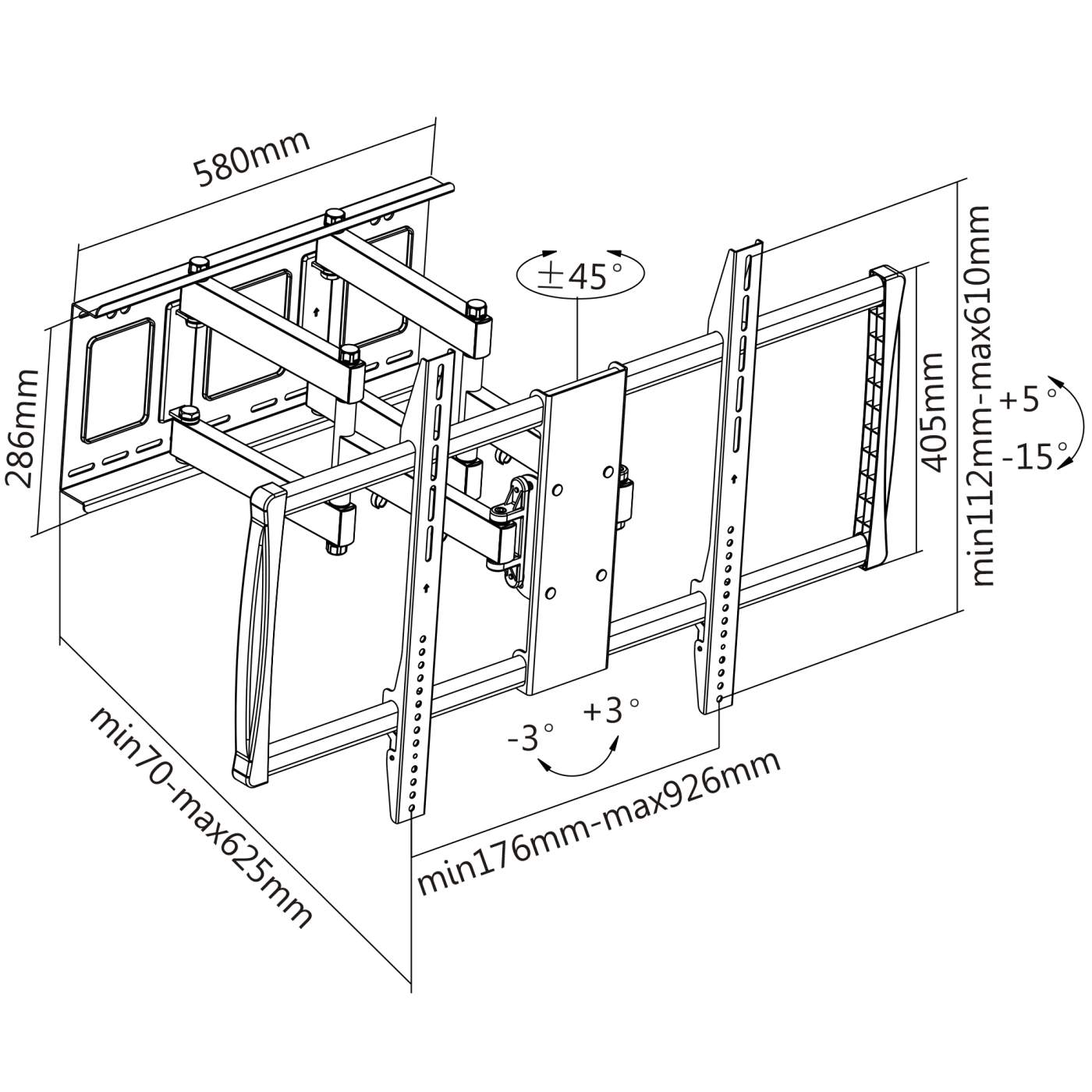 Universal Full Motion TV Wall Mount for 60-100 Inch Screens - Heavy Duty Articulating Bracket with Tilt & Swivel for Living Room, Bedroom & Office