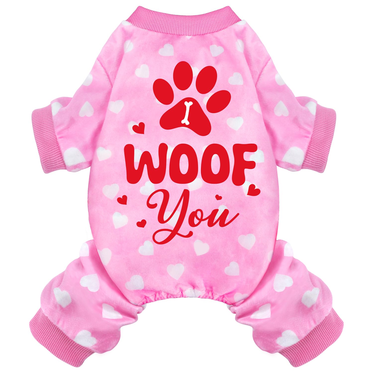 Valentine's Day Dog Pajamas - Soft Velvet Onesie for Small, Medium & Large Dogs & Cats | Cozy Winter Pet Outfit for Indoor Lounging & Holiday Photos