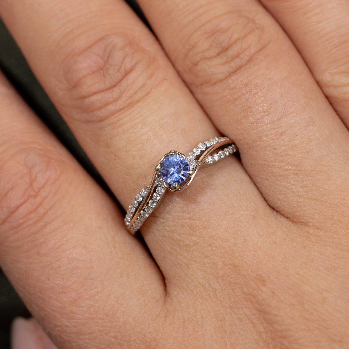 14K Gold Tanzanite and Diamond Bypass Ring - 0.38ct Tanzanite & 0.27ctw Diamonds - Size 8 - Elegant Wedding, Anniversary or Gift Jewelry for Women