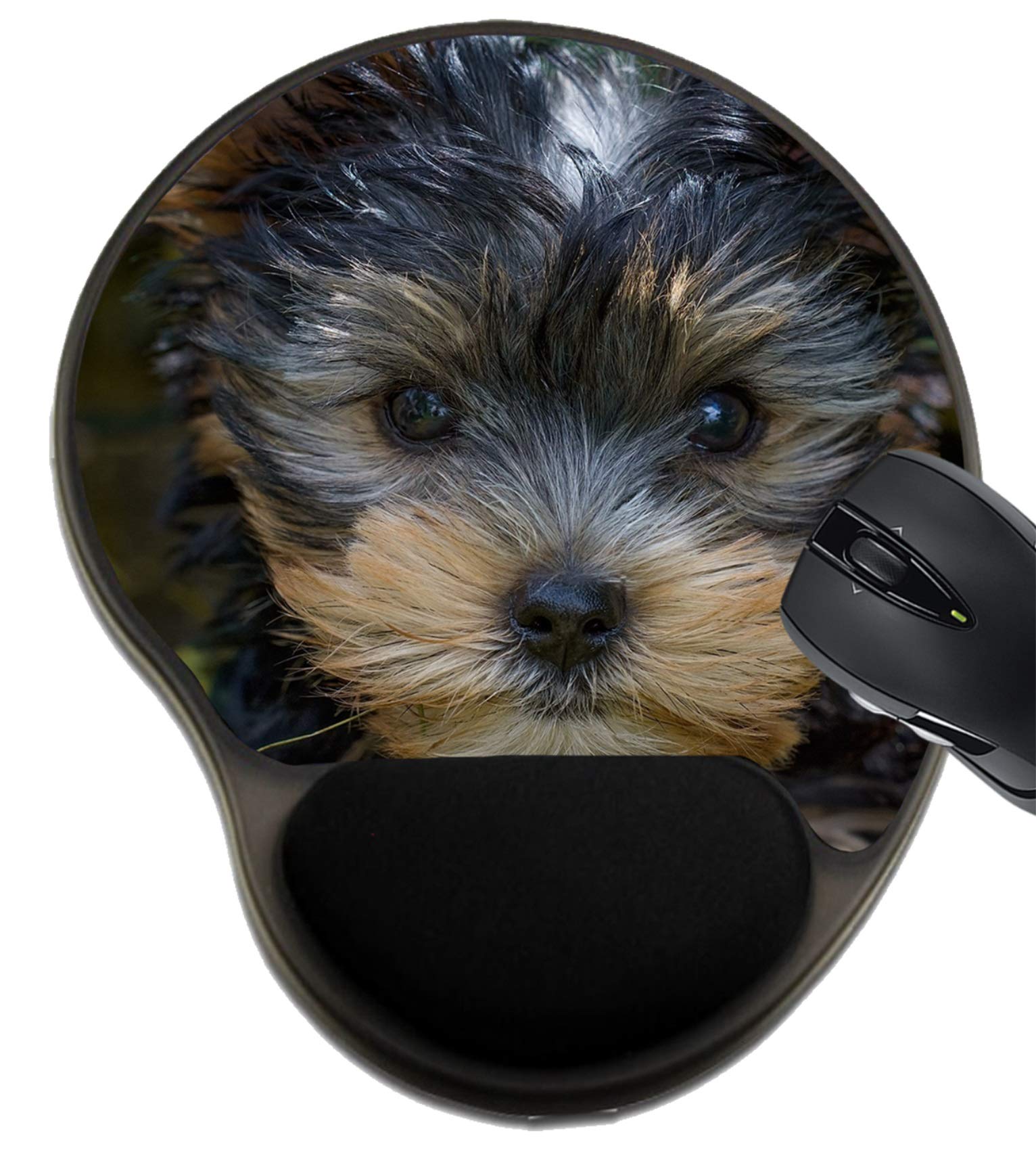 Ergonomic MSD Mouse Pad with Wrist Support - Yorkshire Terrier Puppy Design, Brown & White Cute Dog Pattern - Perfect for Office, Gaming & Computer Workstations