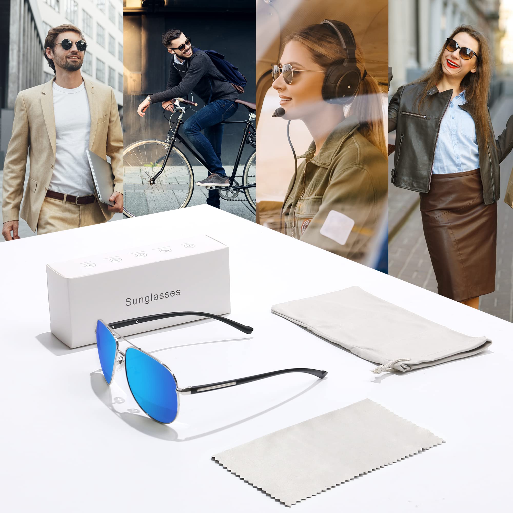 Classic Aviator Sunglasses for Men - Polarized & Mirrored Lenses UV Protection - Perfect for Driving, Outdoor Sports & Fashion Accessories