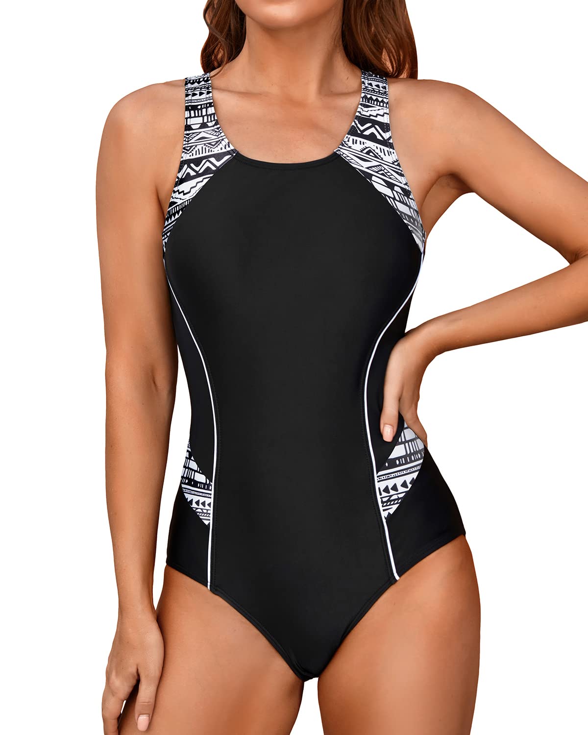 Tempt Me Women's Athletic One Piece Swimsuits - High Performance Bathing Suit for Swimming, Surfing & Beach Workouts