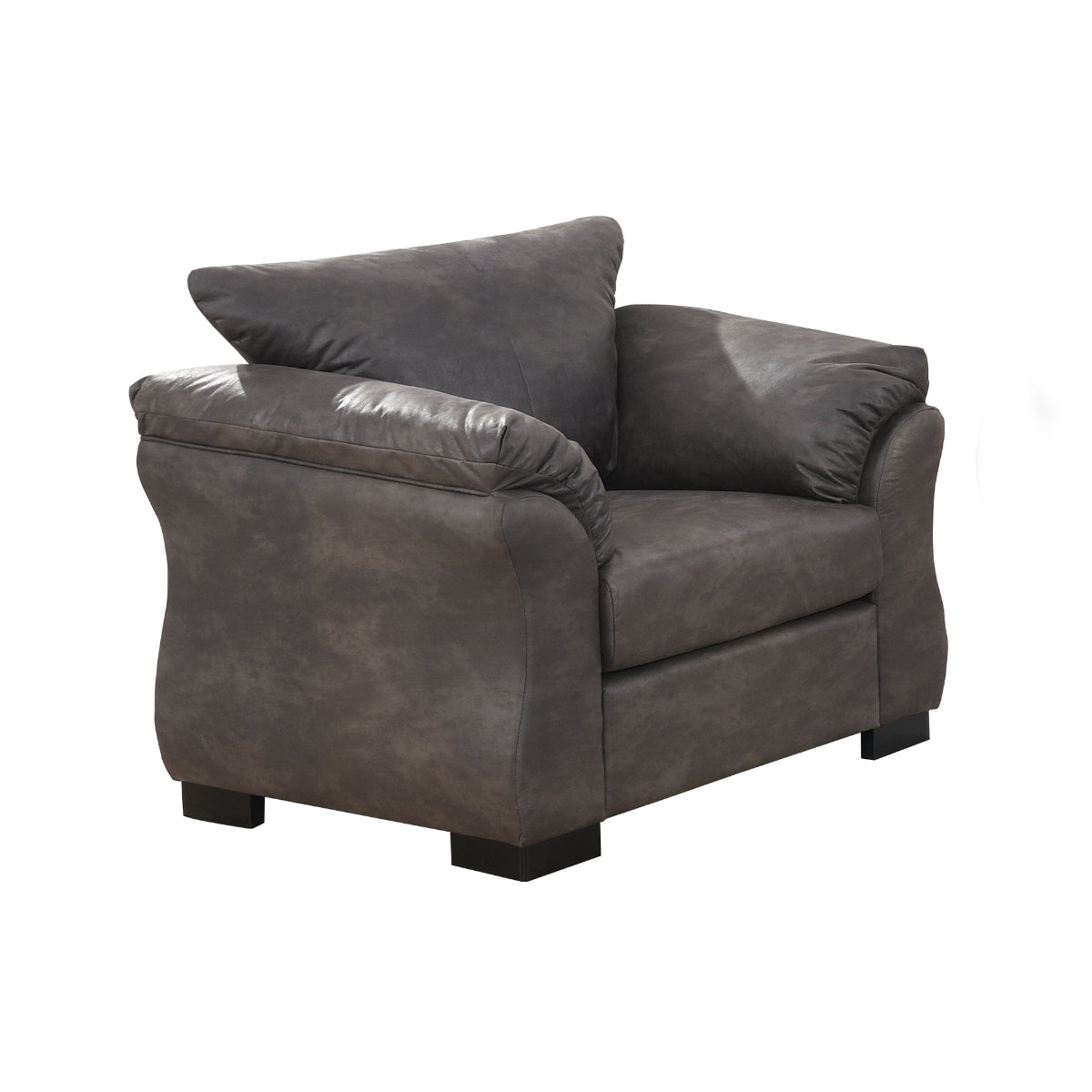Modern Charcoal Transitional Chair with Pillow-Style Back & Flared Arms - Stylish Living Room & Office Seating for Home Decor