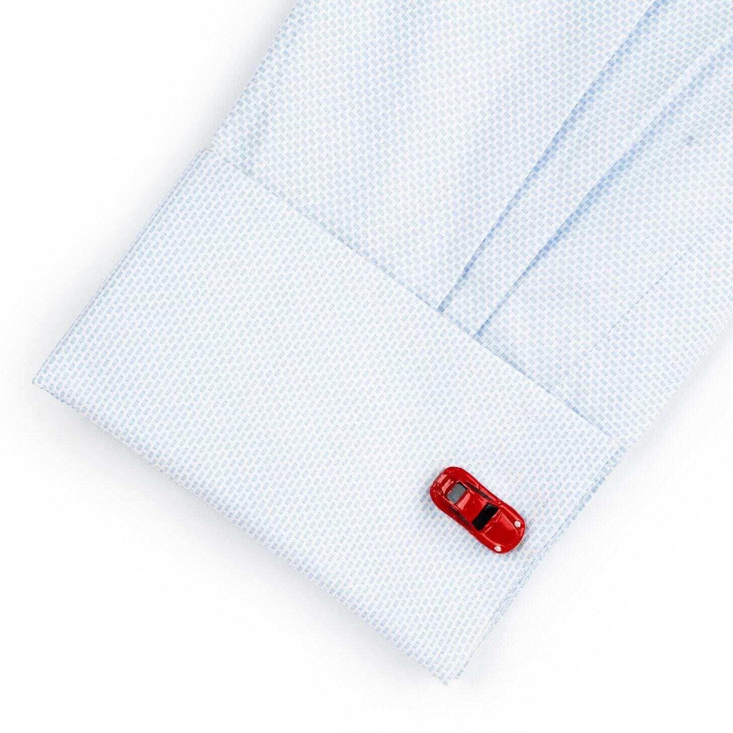 Luxury Red Porsche 911 Car Cufflinks for Men - Elegant Dress Accessories for Weddings, Business Meetings & Formal Events