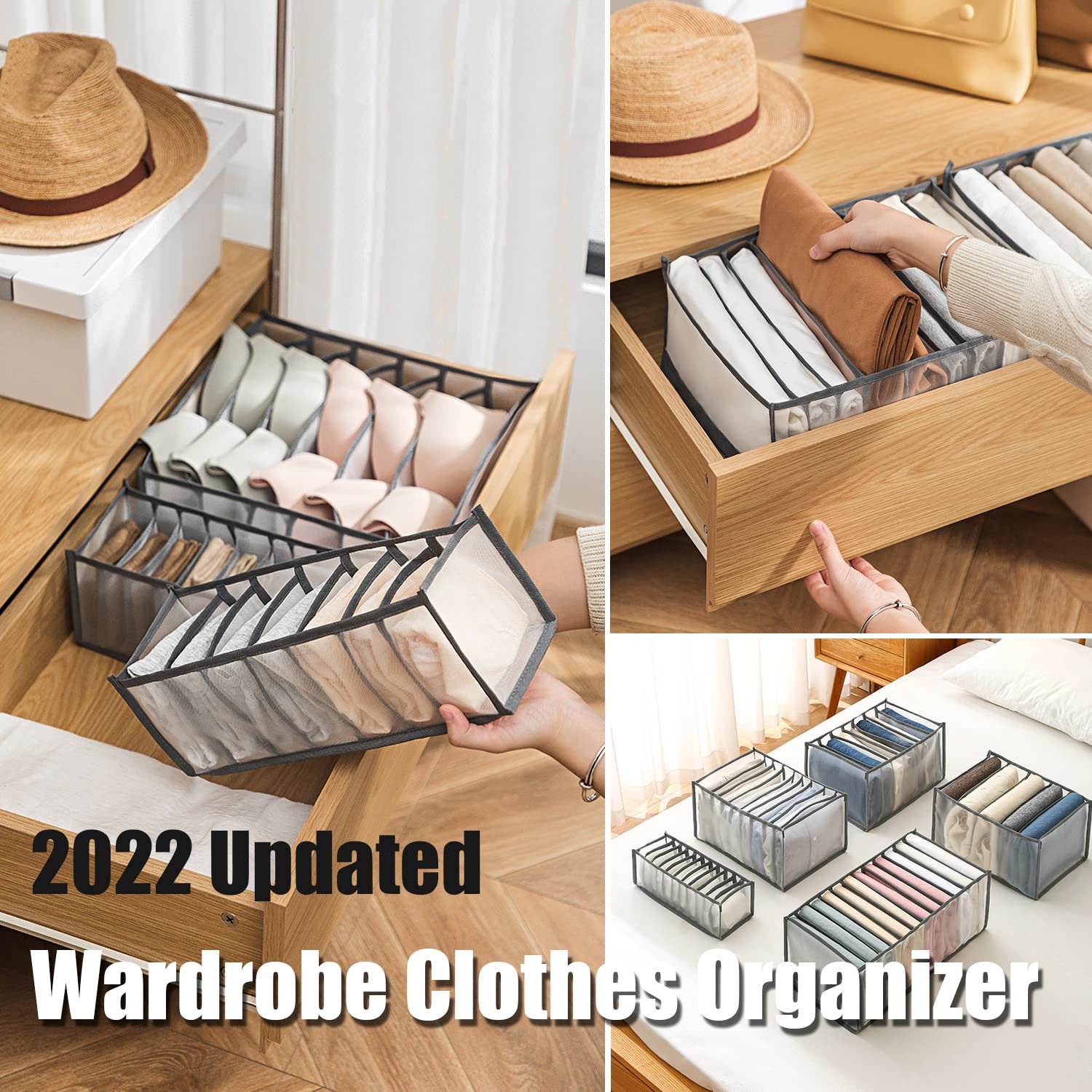 9 Grid Washable Foldable Drawer Organizer for T-Shirts & Clothes - Set of 2 Black Storage Boxes | Perfect for Closet, Dresser & Wardrobe Organization | Space-Saving Clothing Compartment Solution for Home & Travel