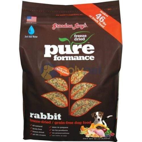 Grandma Lucy's PureFormance Rabbit Freeze-Dried Dog Food - 3lb Grain-Free Natural Protein for Small & Large Dogs - Perfect for Travel, Camping & Everyday Meals