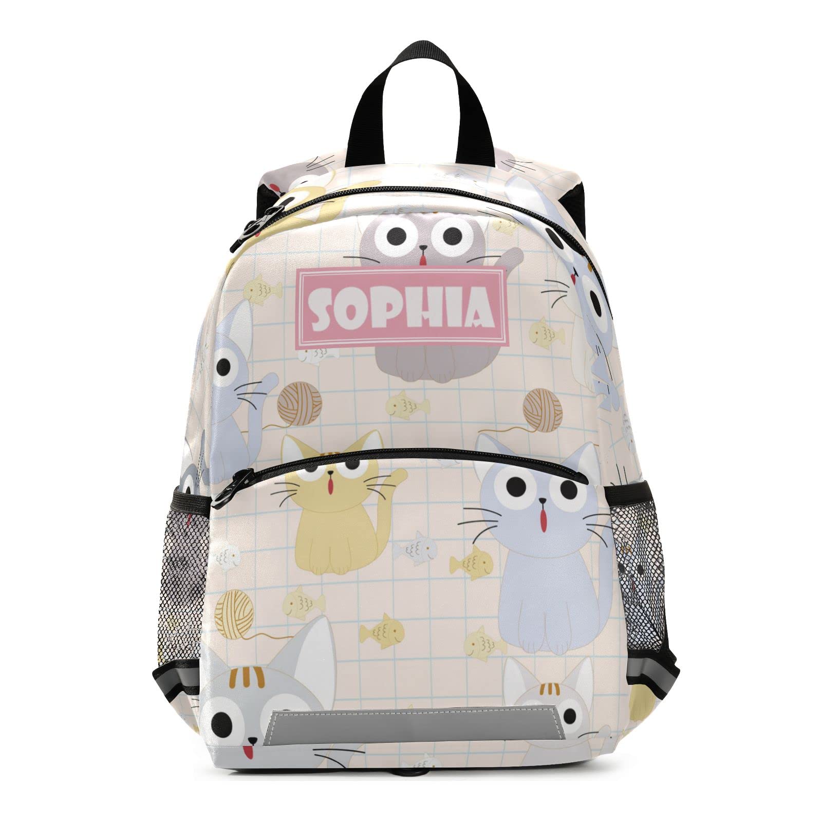 Custom Name Cute Cat Backpack for School, Travel & Hiking
