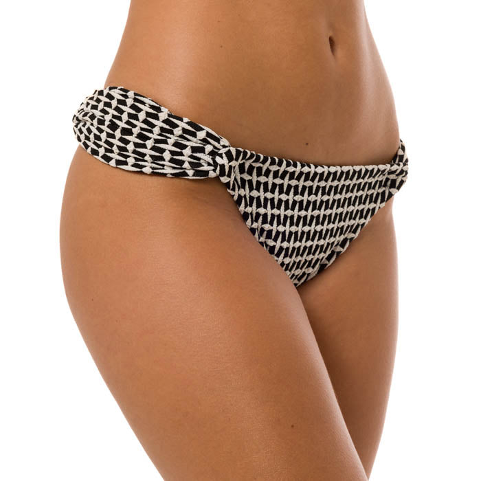 Sexy Ribbed Black & White Brazilian Bikini Bottom - High Waisted Scrunch Cheeky Swimwear for Beach, Pool & Vacation