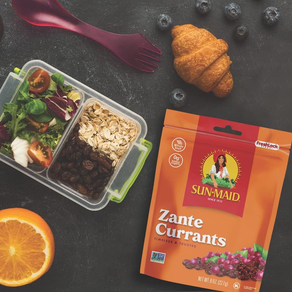 Sun-Maid California Sun-Dried Zante Currants (10 Pack) 8 oz Resealable Bags - All Natural Dried Fruit Snacks for Kids & Adults - Perfect for Lunch Boxes, Baking, Trail Mix & Healthy Snacking
