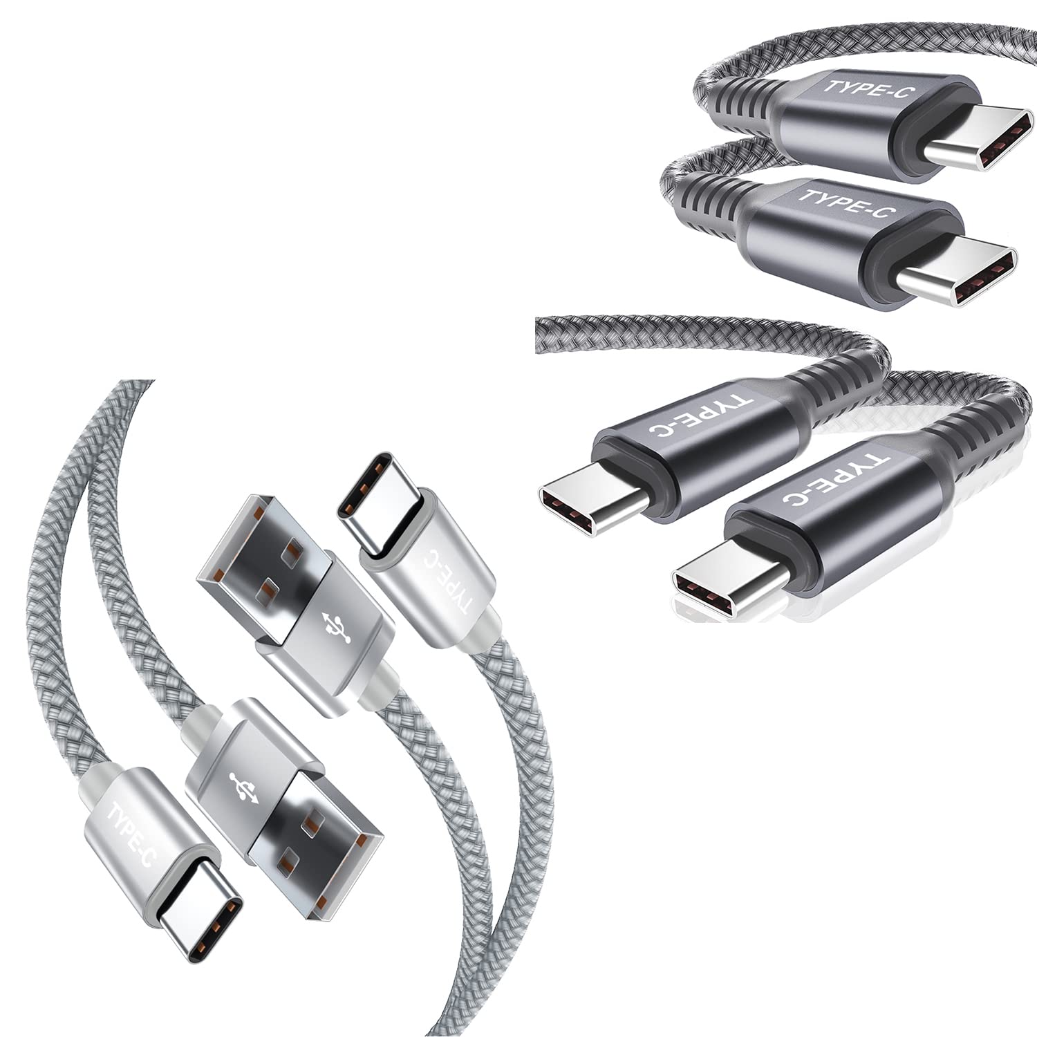 6.6FT & 10FT USB Type C Charger Cable Bundle - 100W Fast Charging Cord for MacBook Pro/Air, iPad Pro 11/Air 4/Mini 6, Samsung Galaxy S21/Plus/Ultra, Google Pixel 5 - Perfect for Home, Office & Travel (2+2 Cables)